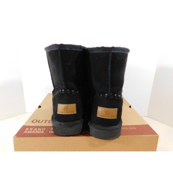Camel Crown Pull On Short WInter Boots Women's sz 8.5  Black Faux Suede - Picture 4 of 5